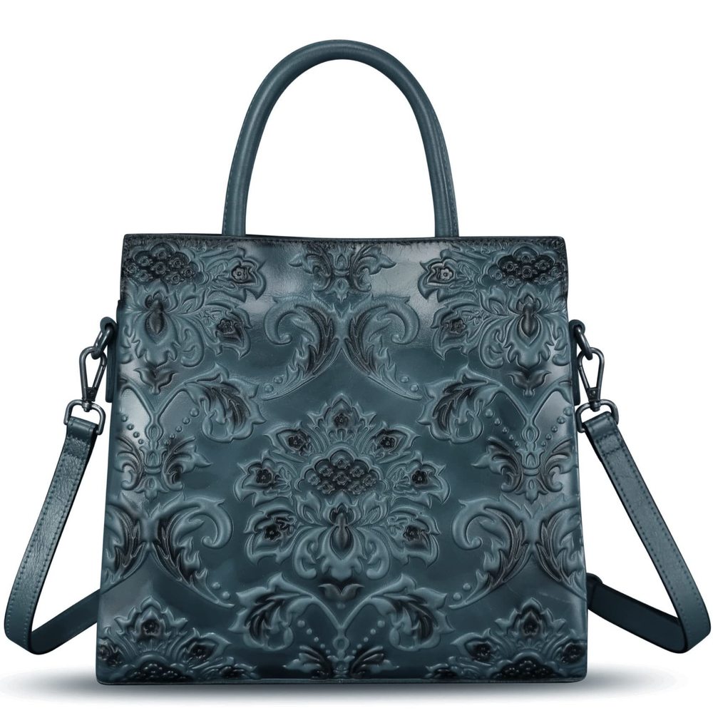 Genuine Leather Tote Bag Satchel Embossed Leather Handbag Top :O